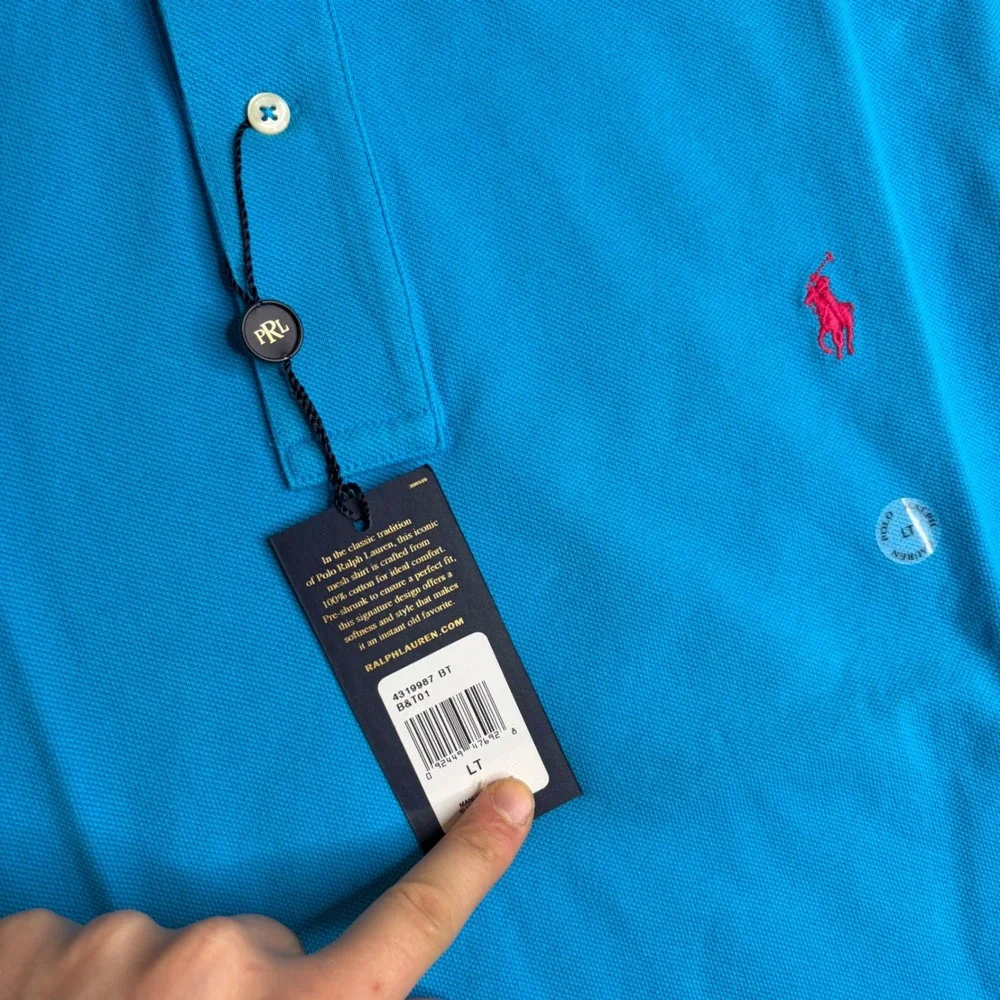 NEW Polo Ralph Lauren Mens LT Tall Blue Mesh Cotton Short Sleeve Polo Shirt NWT